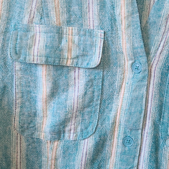 Women's Linen Blend 3/4 Sleeve Button-Up Top - Picture 4 of 5